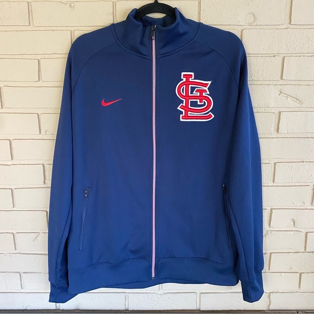 St Louis Cardinals Nike Full Zip Jacket Stitched Patch Blue MLB Size L Baseball